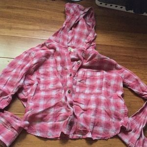 cropped pink flannel